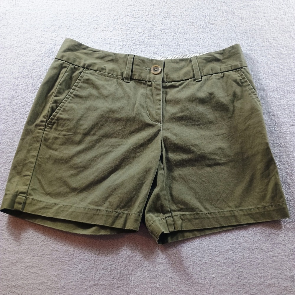 Ann Taylor LOFT Women Chino Shorts Olive Green Size 0 Flat Front Twill
